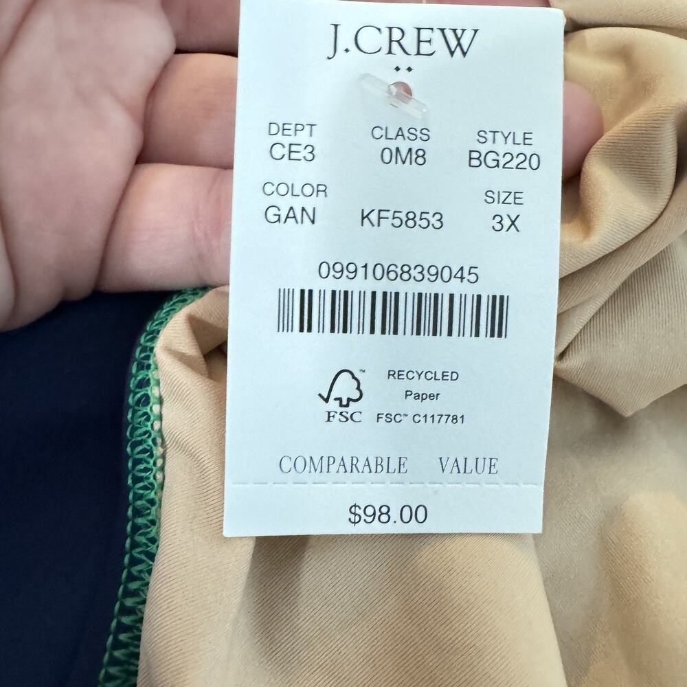 J. Crew Cutout One-Piece Swimsuit with Bow Size 3X Green Blue Colorblock New - Picture 9 of 12